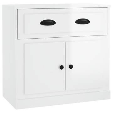 High Gloss White Sideboards - 2 pcs Engineered Wood