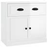 High Gloss White Sideboards - 2 pcs Engineered Wood