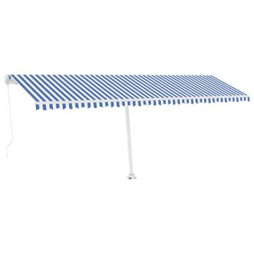 Freestanding Manual Retractable Awning 600x300 cm - Blue/White