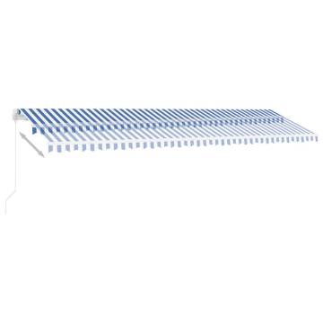 Freestanding Manual Retractable Awning 600x300 cm - Blue/White