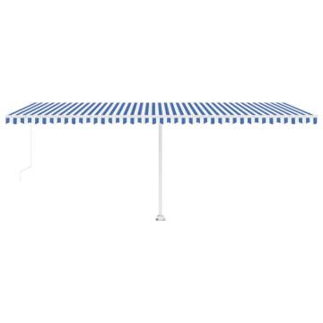 Freestanding Manual Retractable Awning 600x300 cm - Blue/White