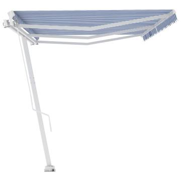 Freestanding Manual Retractable Awning 600x300 cm - Blue/White