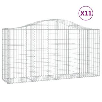 Arched Gabion Baskets - 11 pcs Galvanised Iron 200x50x100/120 cm