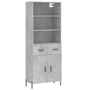 Stylish Highboard Concrete Grey 69.5x34x180 cm | HipoMarket