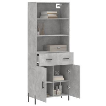 Stylish Highboard Concrete Grey 69.5x34x180 cm | HipoMarket