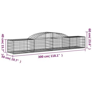 Arched Gabion Baskets - 25 pcs Galvanised Iron 300x50x40/60 cm