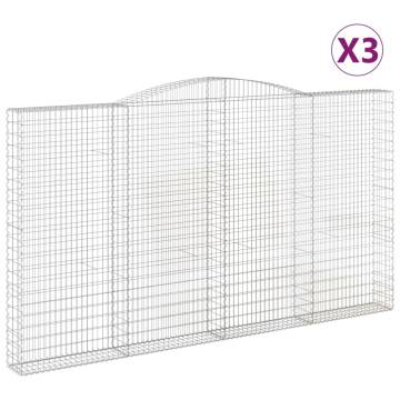 Arched Gabion Baskets - 3 pcs Galvanised Iron 400x30x220/240 cm