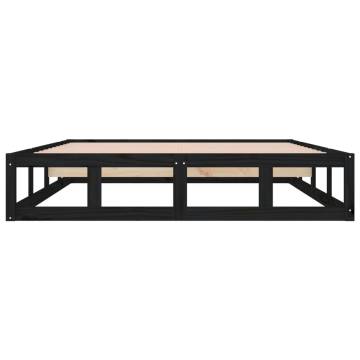 Black Solid Wood Bed Frame 200x200 cm | Modern Bedroom Décor