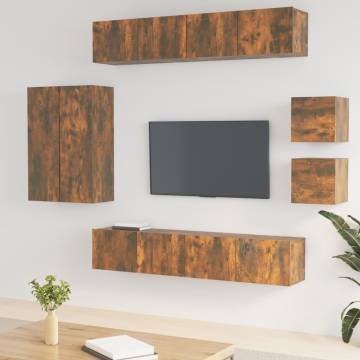 8 Piece Smoked Oak TV Cabinet Set | Stylish Storage Solution