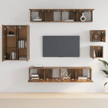 8 Piece Smoked Oak TV Cabinet Set | Stylish Storage Solution