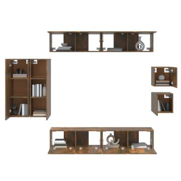 8 Piece Smoked Oak TV Cabinet Set | Stylish Storage Solution