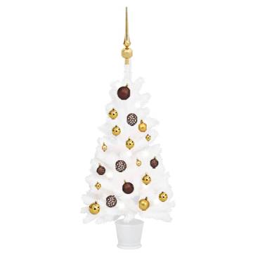 Pre-lit White Artificial Christmas Tree with Ball Set - 90 cm