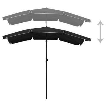 Garden Parasol with Pole 200x130 cm - Black Shade Solution