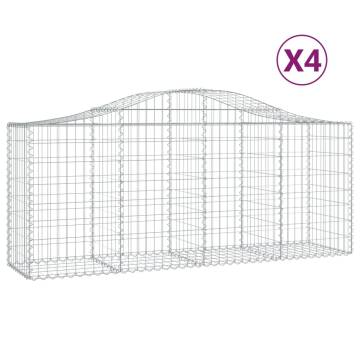 Arched Gabion Baskets - 4 pcs Galvanised Iron | Hipomarket