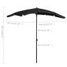 Garden Parasol with Pole 200x130 cm - Black Shade Solution