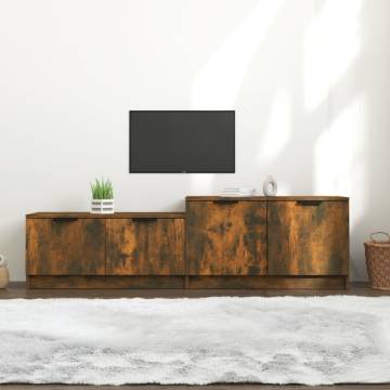 Modern Smoked Oak TV Cabinet | Engineered Wood - 158.5x36x45 cm