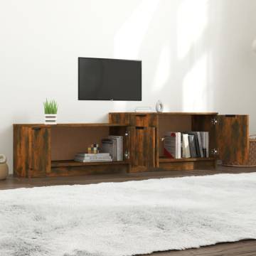 Modern Smoked Oak TV Cabinet | Engineered Wood - 158.5x36x45 cm