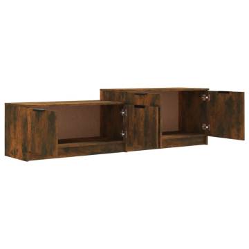 Modern Smoked Oak TV Cabinet | Engineered Wood - 158.5x36x45 cm