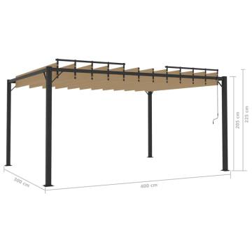 Elegant Gazebo with Louvered Roof - 3x4m Taupe Fabric