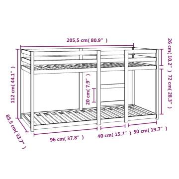 Bunk Bed White 80x200 cm - Solid Wood Pine | Hipomarket