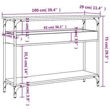 Console Table with Shelf - Grey Sonoma | 100x29x75cm