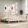 Bed Frame with Headboard Super King Size Solid Wood Colour natural Size 180 x 200 cm 