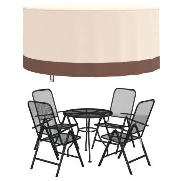 Garden Furniture Cover Round Beige Ø 183x71 cm - 600D Oxford