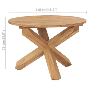 Garden Dining Table Ø110x75 cm Solid Teak Wood - Hipomarket