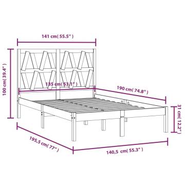 Solid Wood Pine Bed Frame Double 135x190 cm | HipoMarket