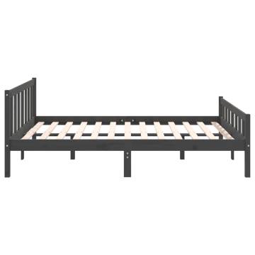 Grey Solid Wood Bed Frame 135x190 cm Double | HipoMarket