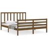 Honey Brown King Size Bed Frame with Headboard - Solid Wood