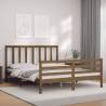 Honey Brown King Size Bed Frame with Headboard - Solid Wood