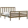 Honey Brown King Size Bed Frame with Headboard - Solid Wood