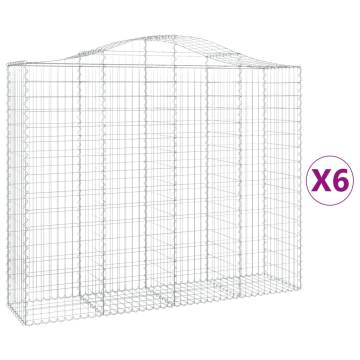 Arched Gabion Baskets 6 pcs - Galvanised Iron Garden Barriers