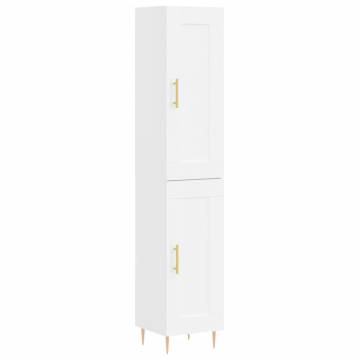 Stylish Highboard High Gloss White - 34.5x34x180 cm