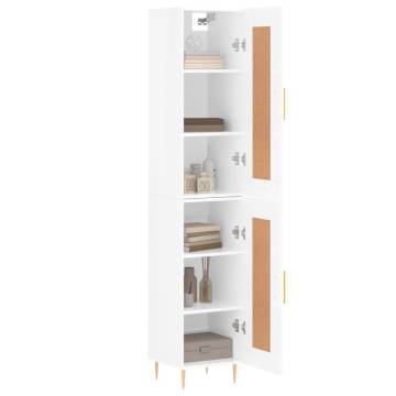 Stylish Highboard High Gloss White - 34.5x34x180 cm