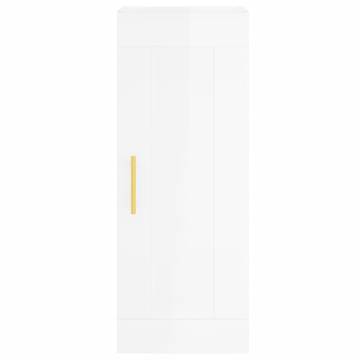 Stylish Highboard High Gloss White - 34.5x34x180 cm