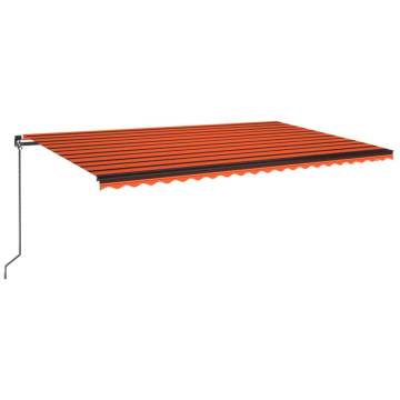 Manual Retractable Awning with LED - 500x350 cm Orange & Brown