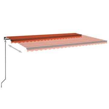 Manual Retractable Awning with LED - 500x350 cm Orange & Brown