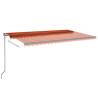 Manual Retractable Awning with LED - 500x350 cm Orange & Brown