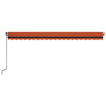 Manual Retractable Awning with LED - 500x350 cm Orange & Brown