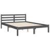 Grey Bed Frame with Headboard - Solid Wood 140x190 cm