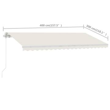 Freestanding Manual Retractable Awning 400x300 cm Cream - HipoMarket