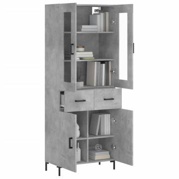 Stylish Highboard in Concrete Grey - 69.5x34x180 cm