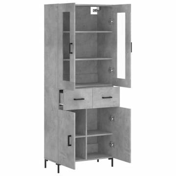 Stylish Highboard in Concrete Grey - 69.5x34x180 cm