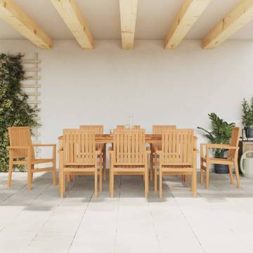 8 PCS Stackable Garden Chairs - Solid Teak Wood | HipoMarket