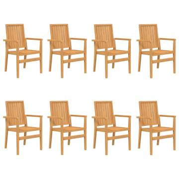 8 PCS Stackable Garden Chairs - Solid Teak Wood | HipoMarket