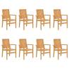 8 PCS Stackable Garden Chairs - Solid Teak Wood | HipoMarket