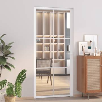 Modern White Interior Door with ESG Glass & Aluminium - 93x201.5 cm