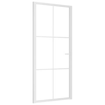 Modern White Interior Door with ESG Glass & Aluminium - 93x201.5 cm